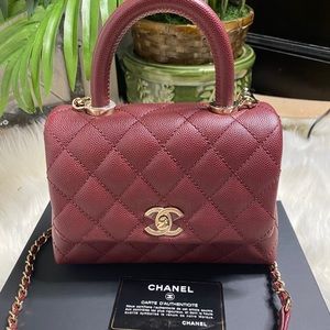 ❌SOLD❌Extra Mini Coco Handle Burgundy with LGHW
